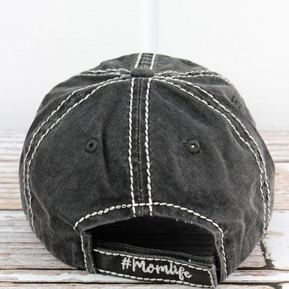 NWT Distressed Black Mom Life Cap - Picture 3 of 3
